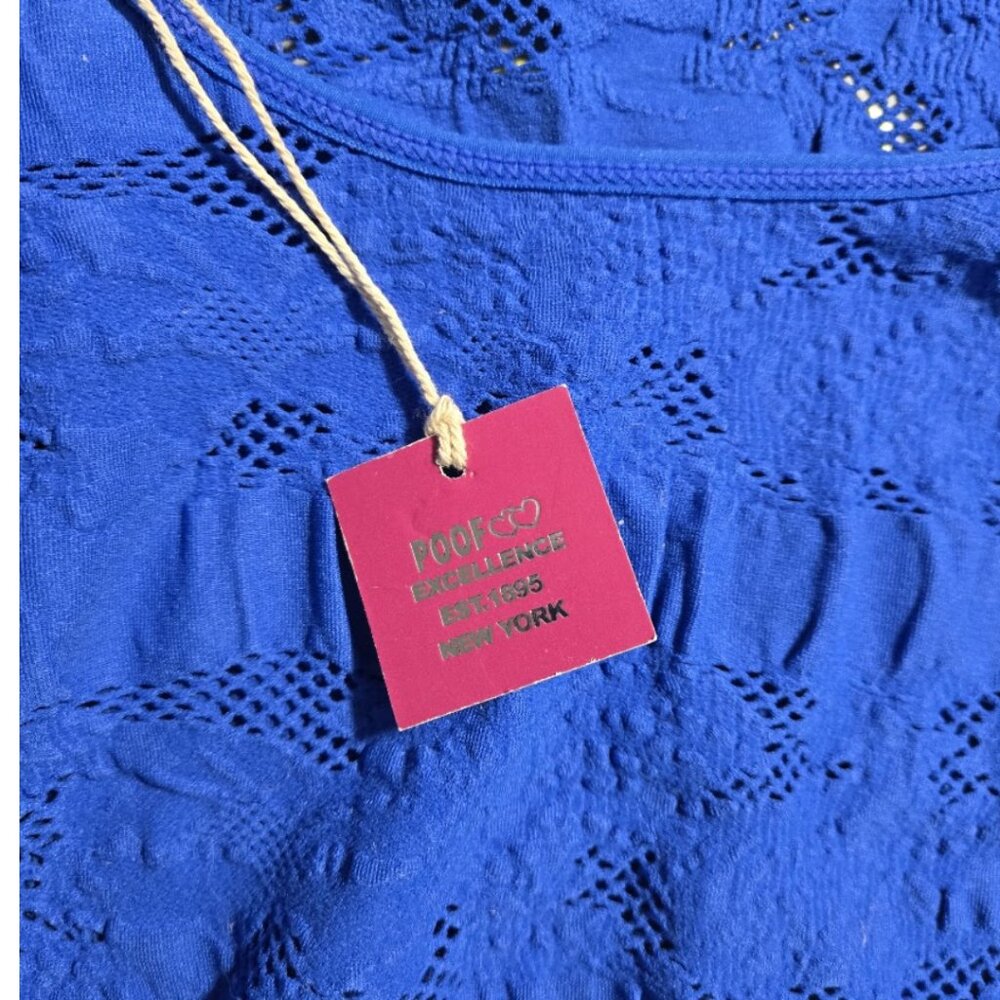 NWT Nordstrom Poof Royal blue leotard three-quarter length sleeves Bodysuit M/L - Picture 2 of 10